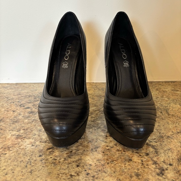 Aldo Black Quilted Platform Stiletto Heels - Picture 7 of 9